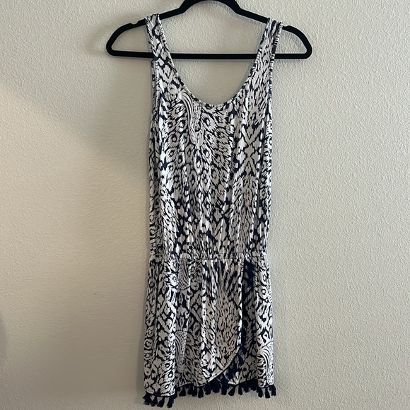 Lilly Pulitzer Pineapple Fringe Romper XS Navy Blue - Picture 2 of 8